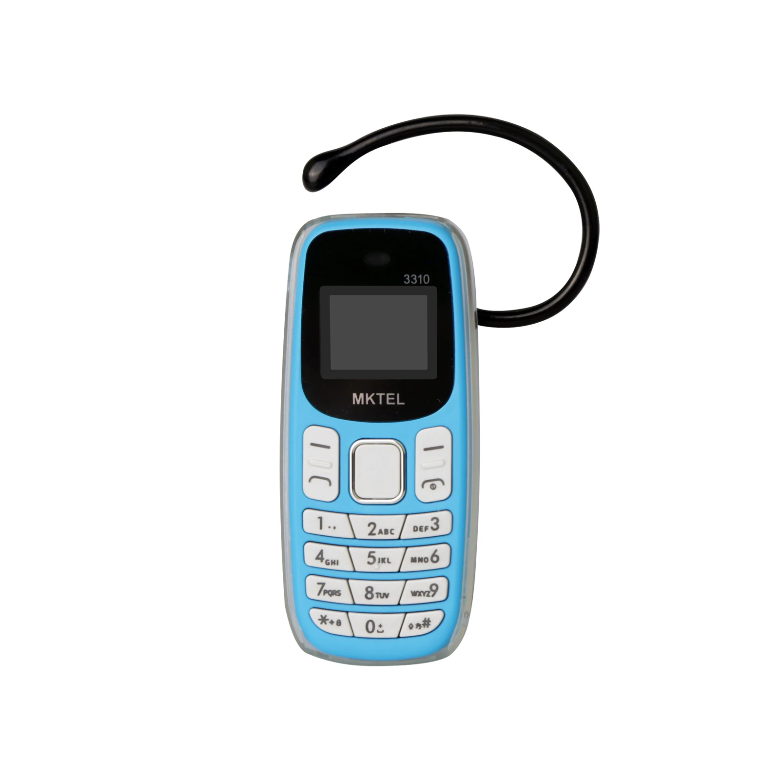 MKTEL 3310 Mini Feature Phone with Earhook Dual SIM Dual Standby MP3/MP4/FM Radio/Bluetooth/GPRS