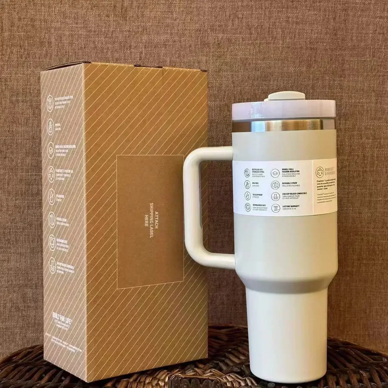 40oz Vacuum Insulated Car Mug For Double Wall Thermal Iced Travel Cup and Tumbler Straw Lid Stainless Steel