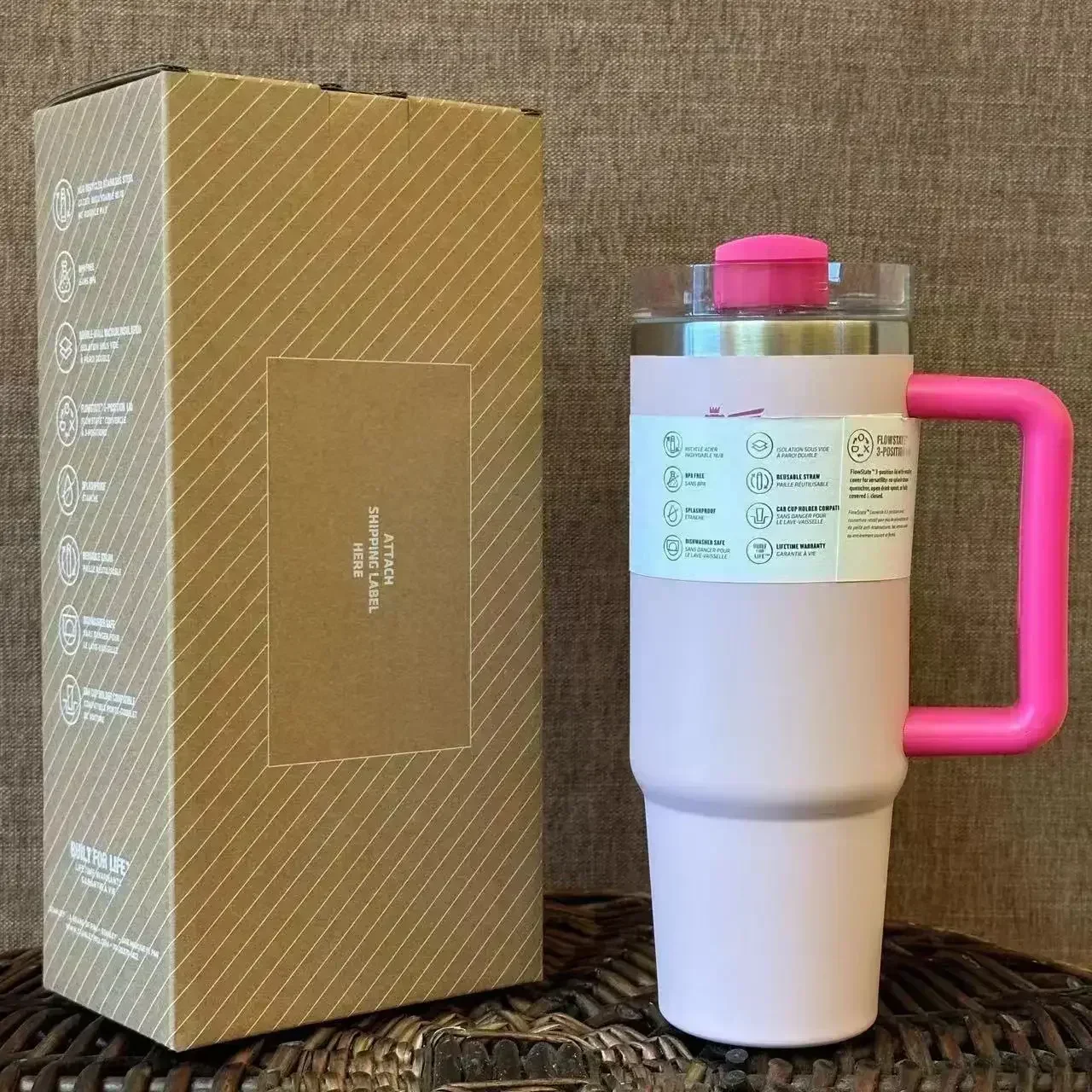 40oz Vacuum Insulated Car Mug For Double Wall Thermal Iced Travel Cup and Tumbler Straw Lid Stainless Steel