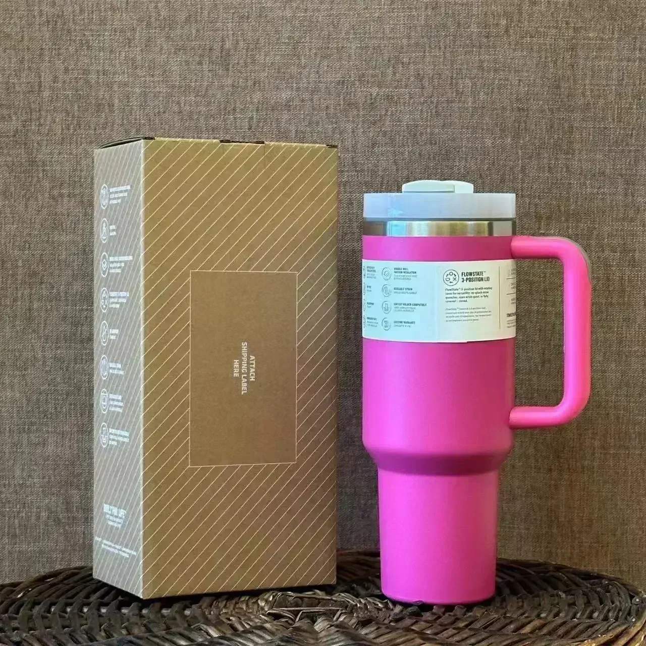 40oz Vacuum Insulated Car Mug For Double Wall Thermal Iced Travel Cup and Tumbler Straw Lid Stainless Steel